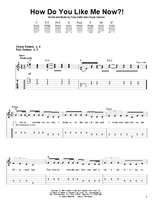Toby Keith How Do You Like Me Now Sheet Music Pdf Notes Chords Pop Score Easy Guitar Tab Download Printable Sku