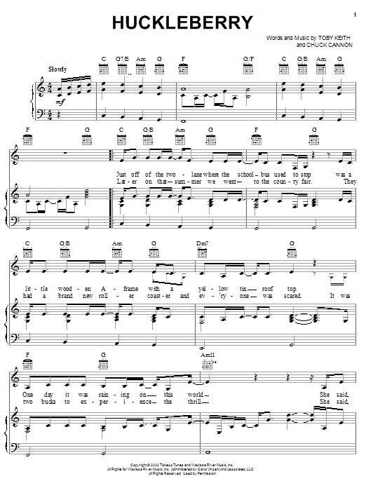 Learn to play Toby Keith Huckleberry sheet music for Piano, Vocal & Guitar (Right-Hand Melody) in minutes. Price: 7.7900$ Toby Keith Huckleberry sheet music notes and chords. Download Printable PDF.