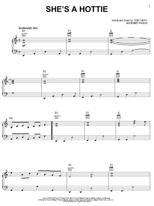 Learn to play Toby Keith She's A Hottie sheet music for Guitar Tab in minutes. Price: 7.8900$ Toby Keith She's A Hottie sheet music notes and chords arranged for Guitar Tab