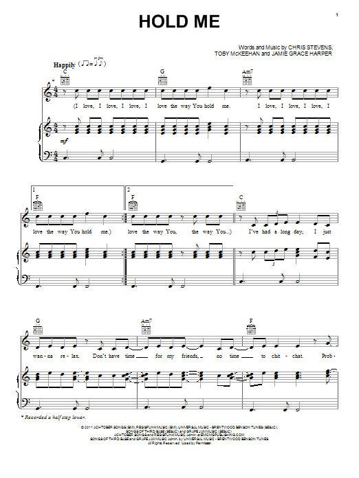 Toby McKeehan Hold Me sheet music notes and chords. Download Printable PDF.