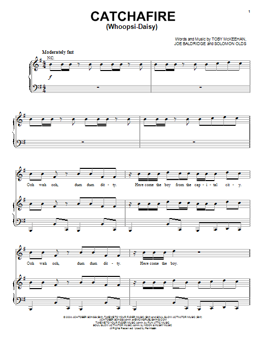 Tobymac Catchafire Whoopsi Daisy Sheet Music Pdf Notes Chords Pop Score Piano Vocal 