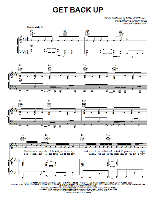Tobymac get back up sheet music for piano vocal guitar download