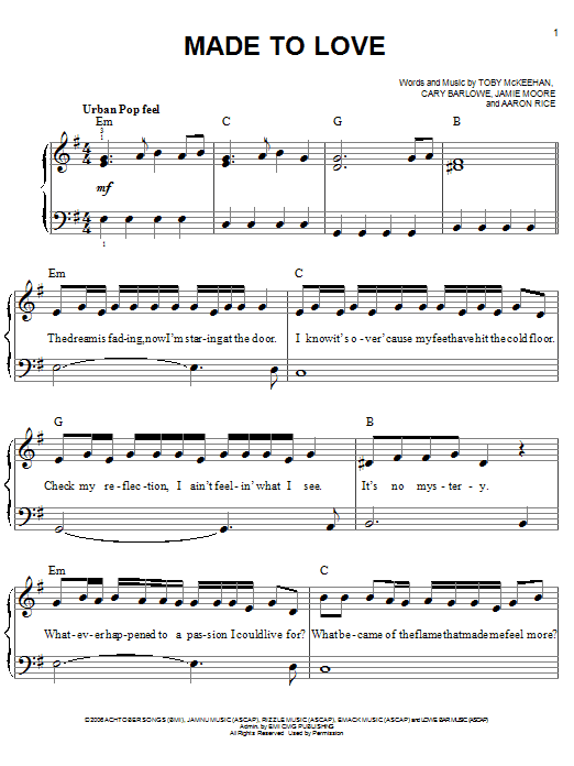Learn to play tobyMac Made To Love sheet music for Easy Piano in minutes. Price: 6.9900$ tobyMac Made To Love sheet music notes and chords arranged for Easy Piano