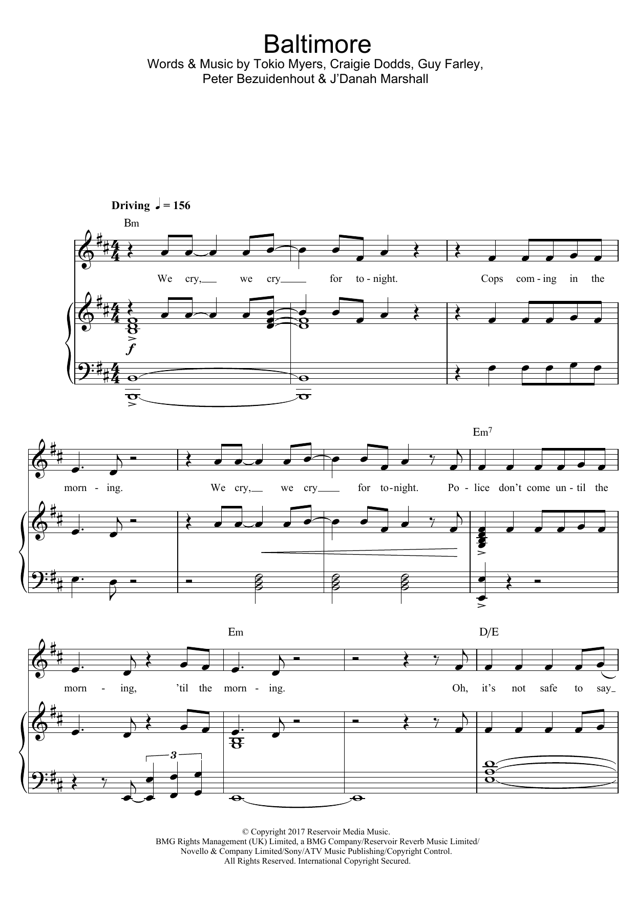 Tokio Myers Baltimore sheet music notes and chords. Download Printable PDF.