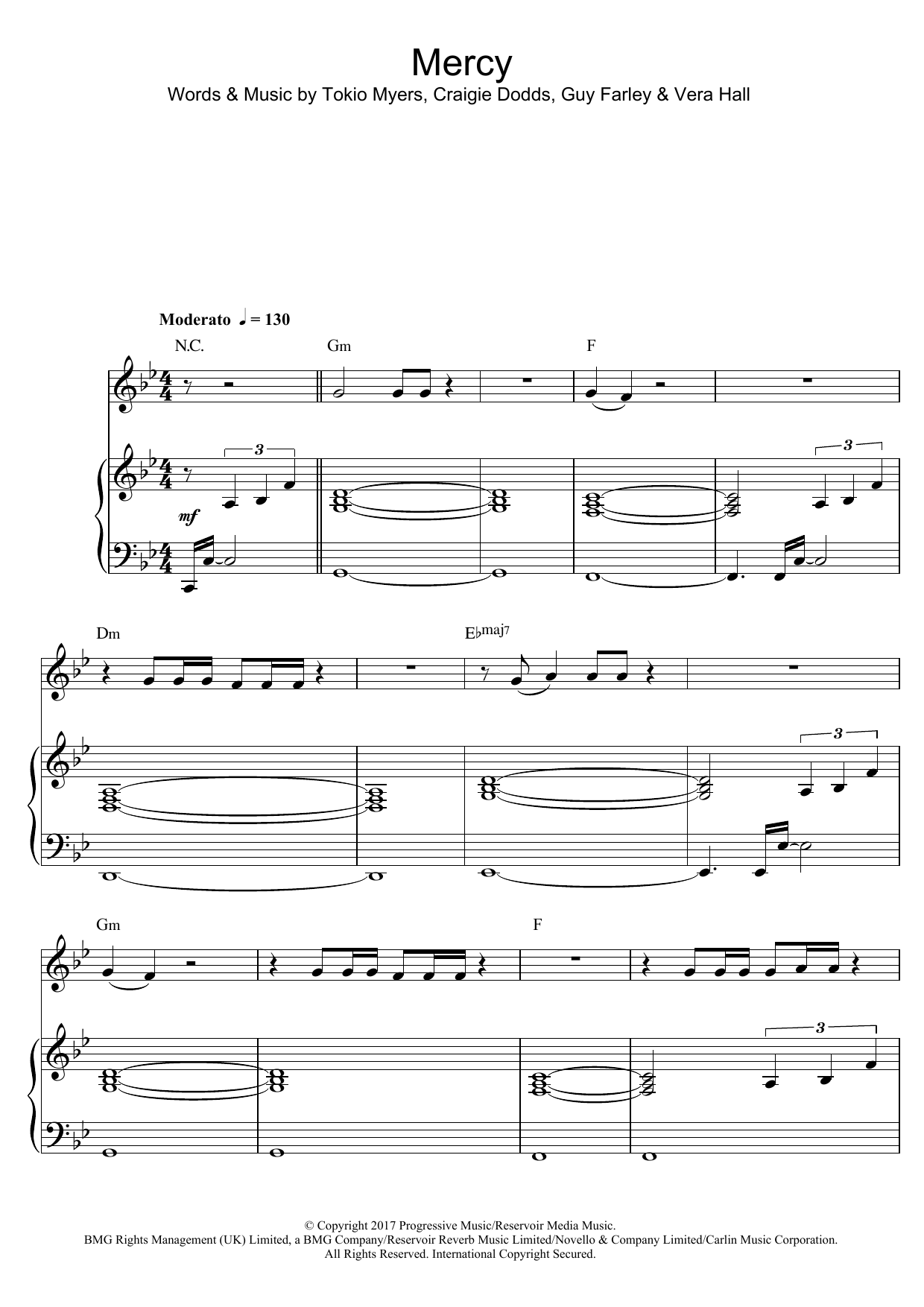 Tokio Myers Mercy sheet music notes and chords. Download Printable PDF.