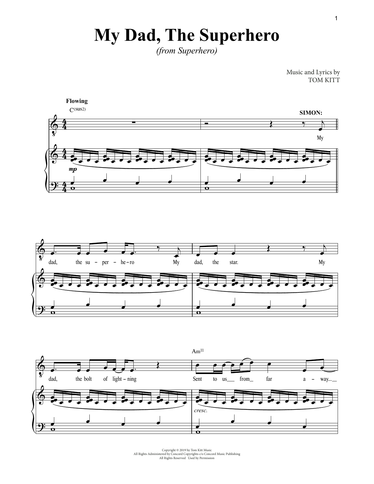 Tom Kitt My Dad, The Superhero (from Superhero) sheet music notes and chords. Download Printable PDF.