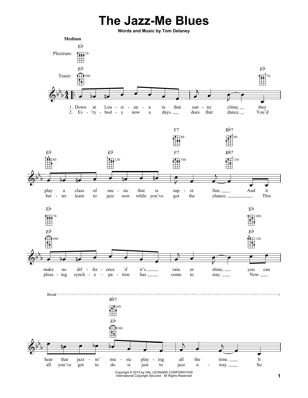 Tom Delaney The Jazz-Me Blues sheet music notes and chords. Download Printable PDF.