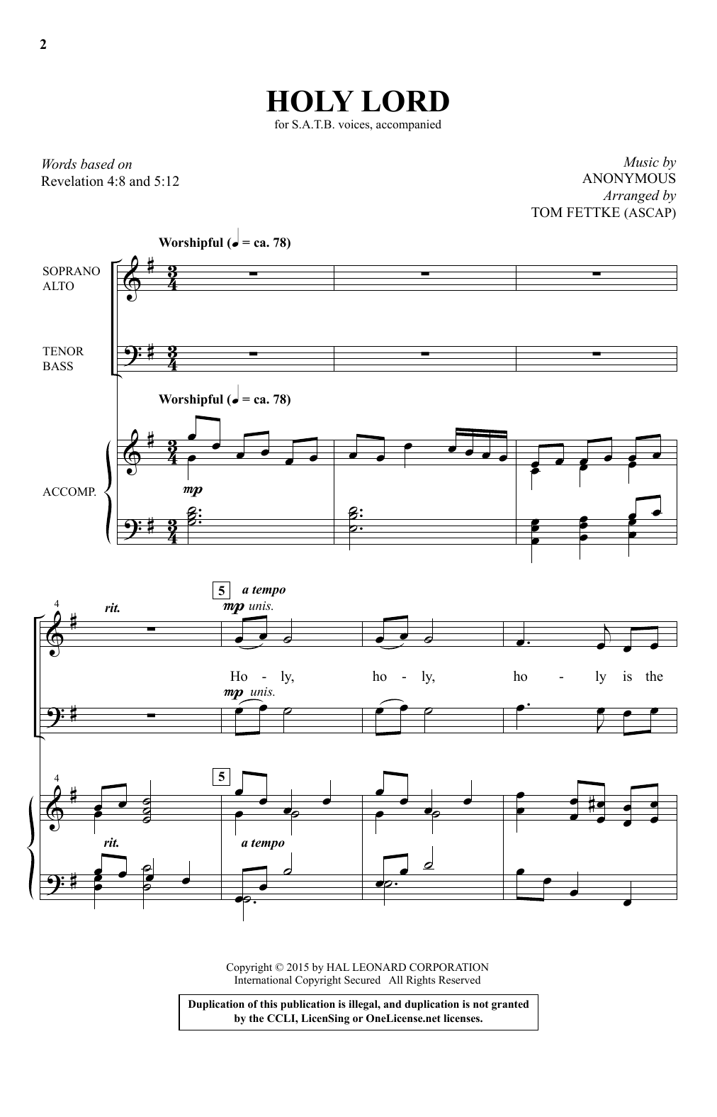 Tom Fettke Holy Lord sheet music notes and chords. Download Printable PDF.