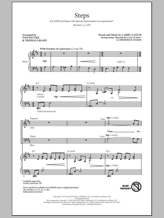 Learn to play Tom Fettke Steps sheet music for SATB Choir in minutes. Price: 3.9900$ Tom Fettke Steps sheet music notes and chords arranged for SATB Choir