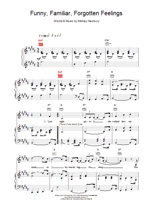 Learn to play Tom Jones Funny Familiar Forgotten Feelings sheet music for Piano, Vocal & Guitar (Right-Hand Melody) in minutes. Tom Jones Funny Familiar Forgotten Feelings sheet music notes and chords. Download Printable PDF.
