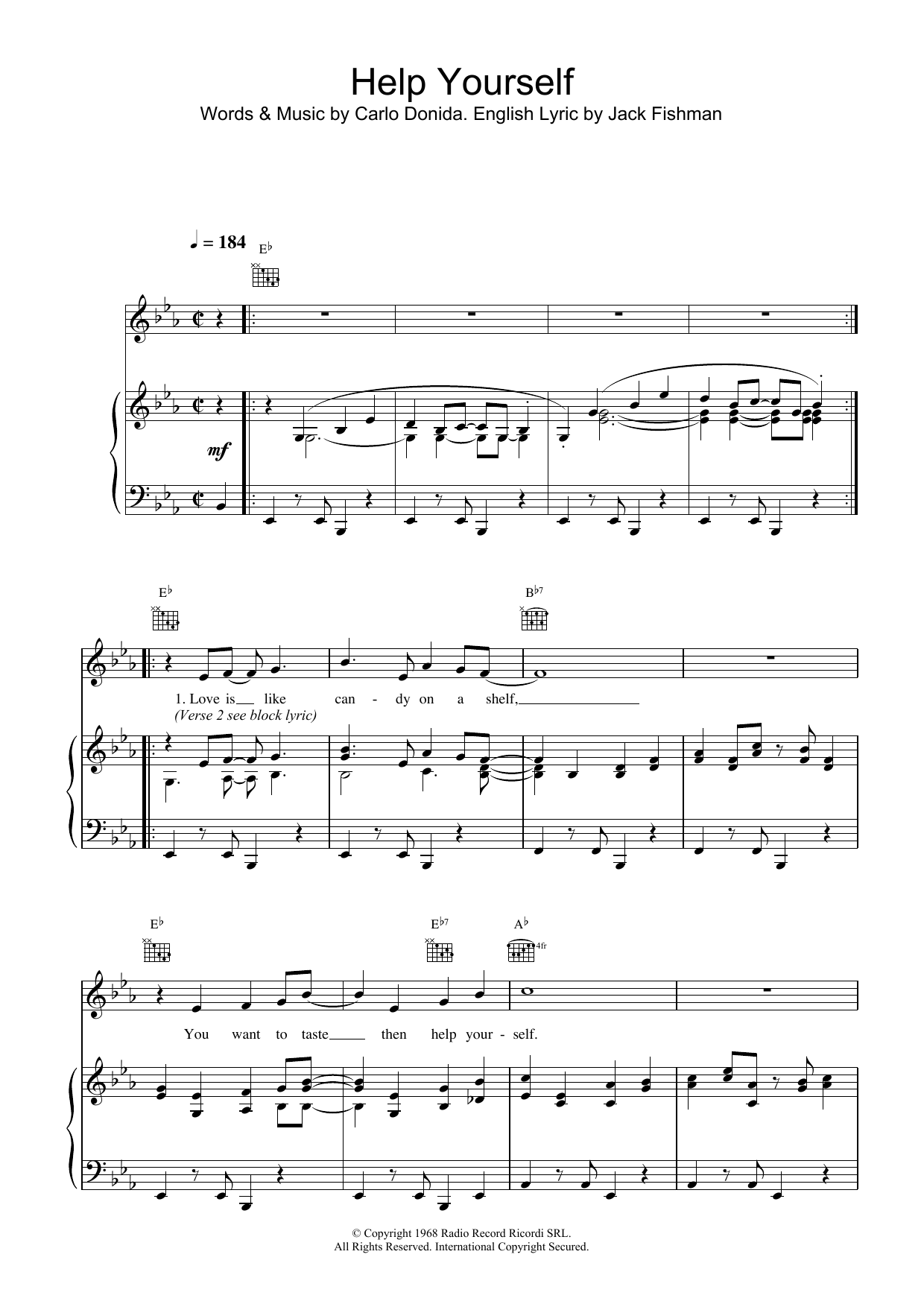 Tom Jones Help Yourself sheet music notes and chords. Download Printable PDF.