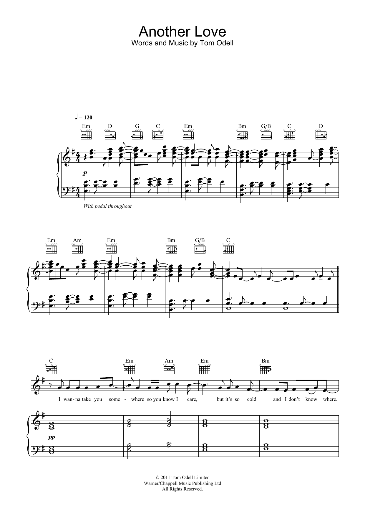 Another love – Tom Odell - Partitura Piano e Flauta Sheet music for Piano,  Flute (Piano-Voice)