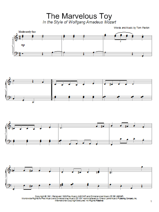 Tom Paxton The Marvelous Toy sheet music notes and chords. Download Printable PDF.