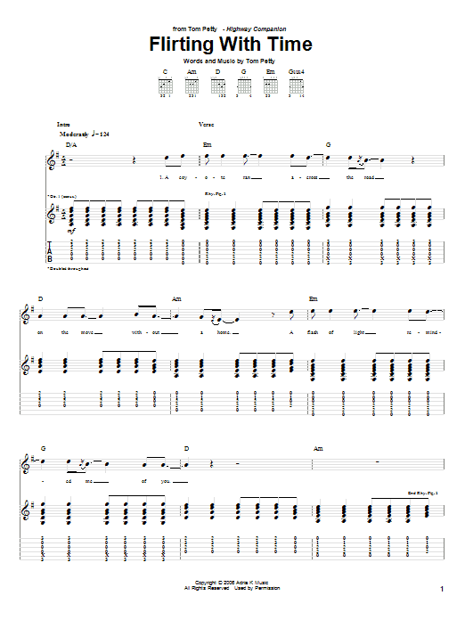Learn to play Tom Petty Flirting With Time sheet music for Guitar Tab in minutes. Price: 7.8900$ Tom Petty Flirting With Time sheet music notes and chords arranged for Guitar Tab