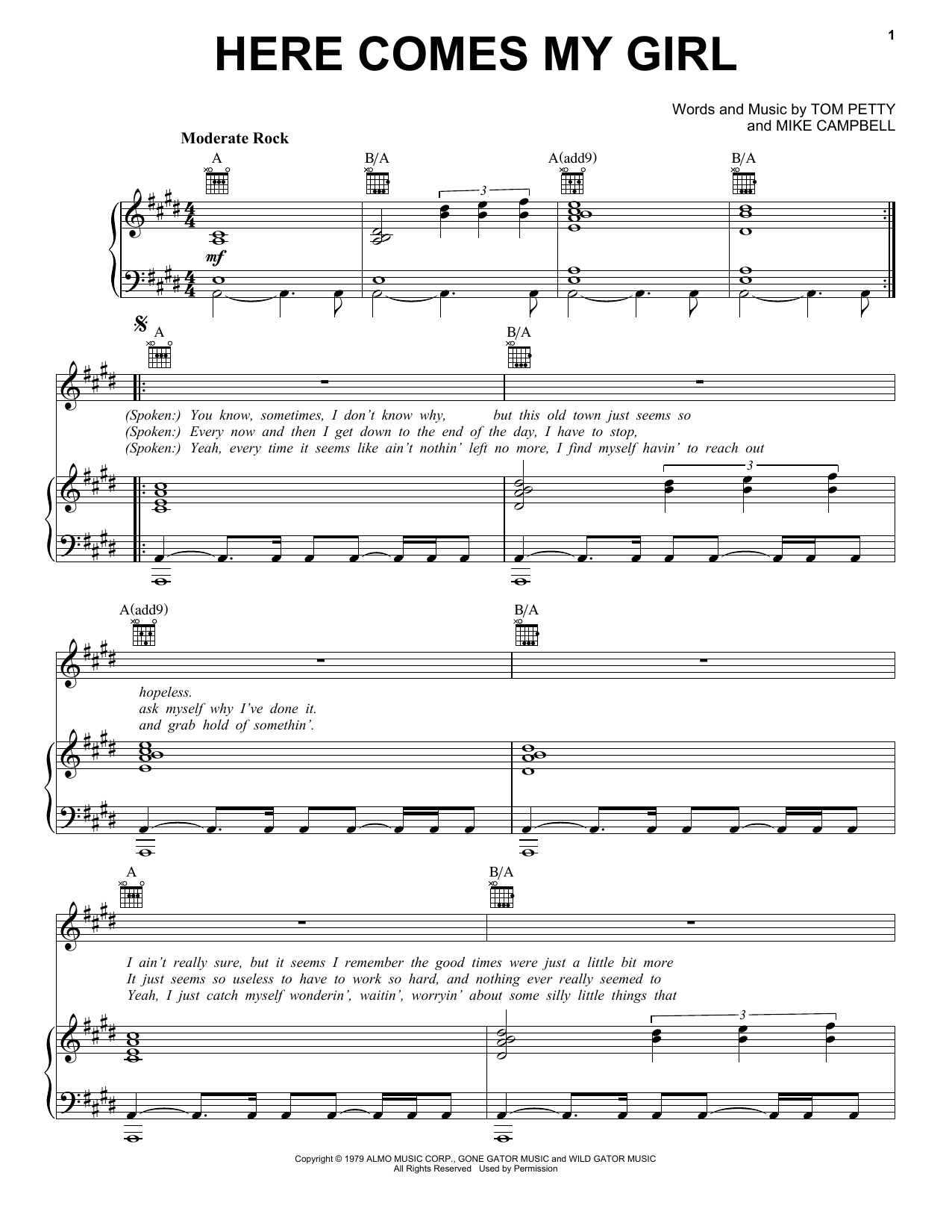 Learn to play Tom Petty And The Heartbreakers Here Comes My Girl sheet music for Guitar Tab in minutes. Price: 7.7900$ Tom Petty And The Heartbreakers Here Comes My Girl sheet music notes and chords. Download Printable PDF.