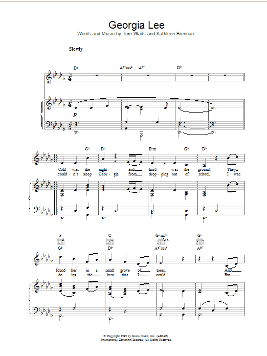 Tom Waits Georgia Lee sheet music notes and chords. Download Printable PDF.