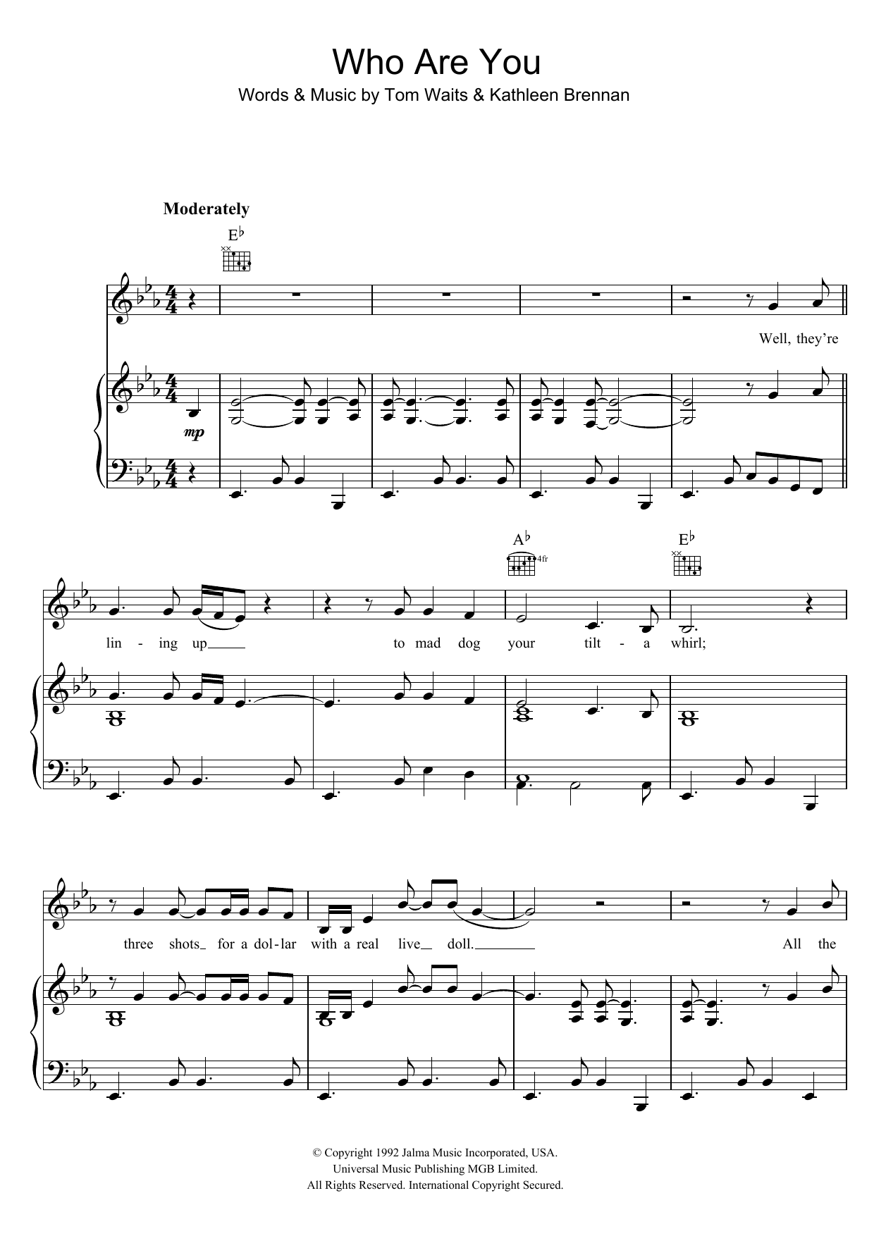 Learn to play Tom Waits Who Are You sheet music for Guitar Chords/Lyrics in minutes. Tom Waits Who Are You sheet music notes and chords. Download Printable PDF.
