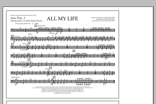 Learn to play Tom Wallace All My Life - Aux. Perc. 1 sheet music for Marching Band in minutes. Price: 7.8900$ Tom Wallace All My Life - Aux. Perc. 1 sheet music notes and chords arranged for Marching Band