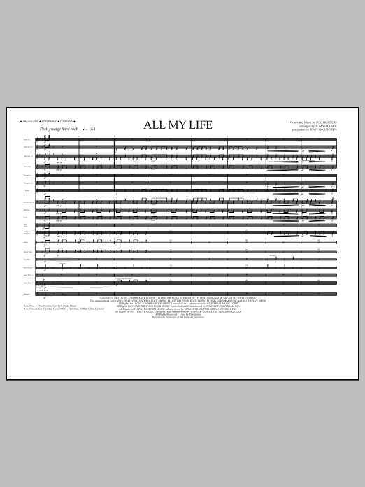 Learn to play Tom Wallace All My Life - Full Score sheet music for Marching Band in minutes. Price: 11.9700$ Tom Wallace All My Life - Full Score sheet music notes and chords arranged for Marching Band