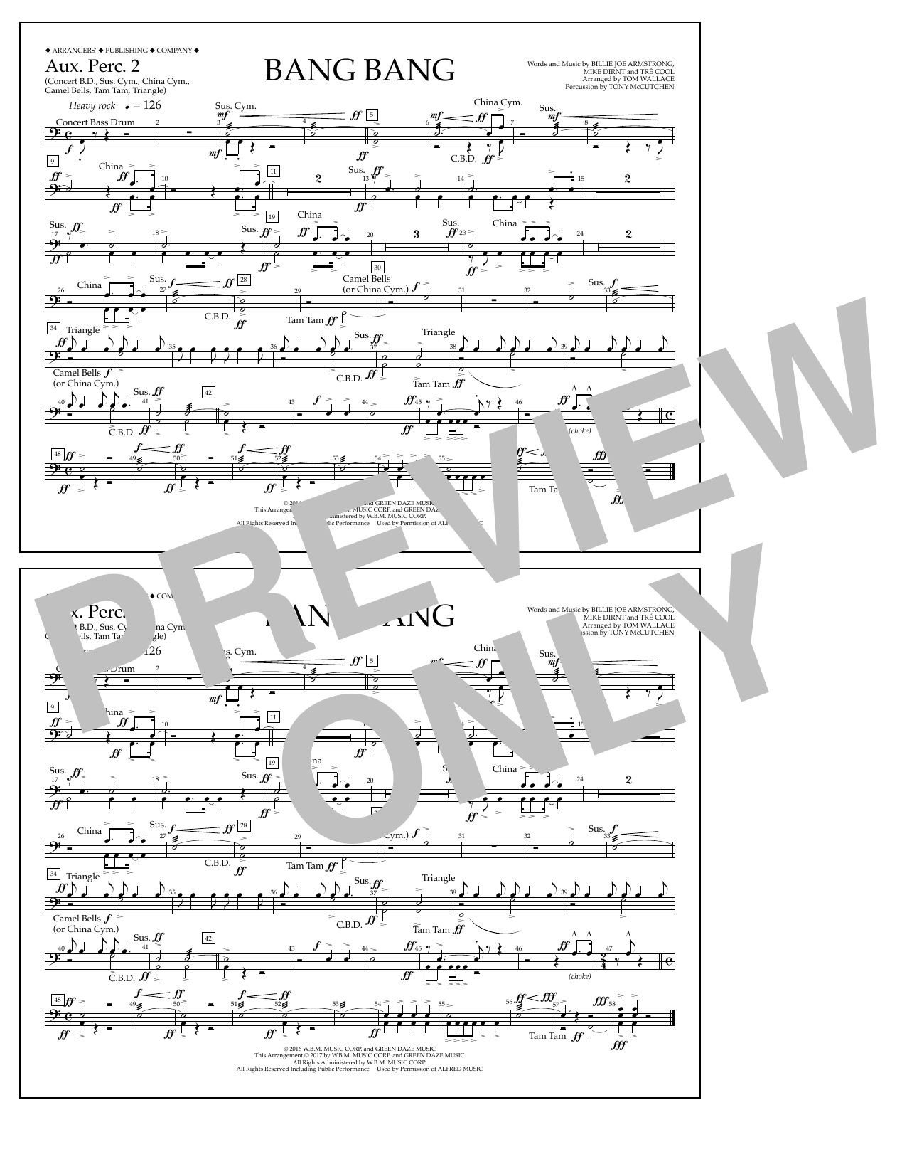 Learn to play Tom Wallace Bang Bang - Aux. Perc. 2 sheet music for Marching Band in minutes. Price: 7.8900$ Tom Wallace Bang Bang - Aux. Perc. 2 sheet music notes and chords arranged for Marching Band