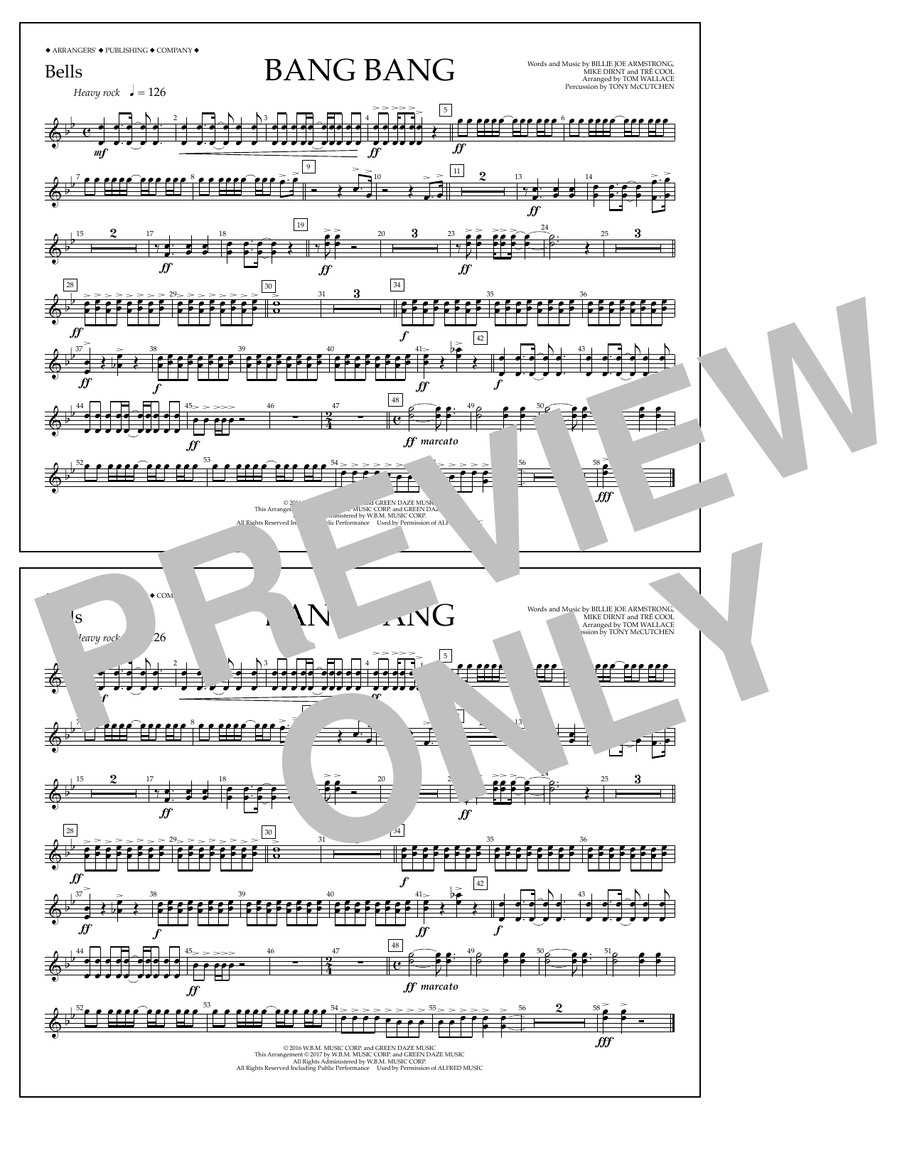Learn to play Tom Wallace Bang Bang - Bells sheet music for Marching Band in minutes. Price: 7.8900$ Tom Wallace Bang Bang - Bells sheet music notes and chords arranged for Marching Band