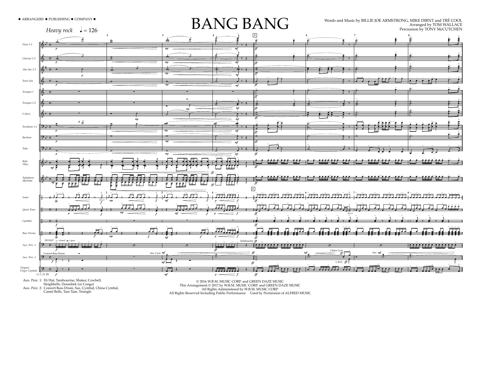Learn to play Tom Wallace Bang Bang - Full Score sheet music for Marching Band in minutes. Price: 11.9700$ Tom Wallace Bang Bang - Full Score sheet music notes and chords arranged for Marching Band
