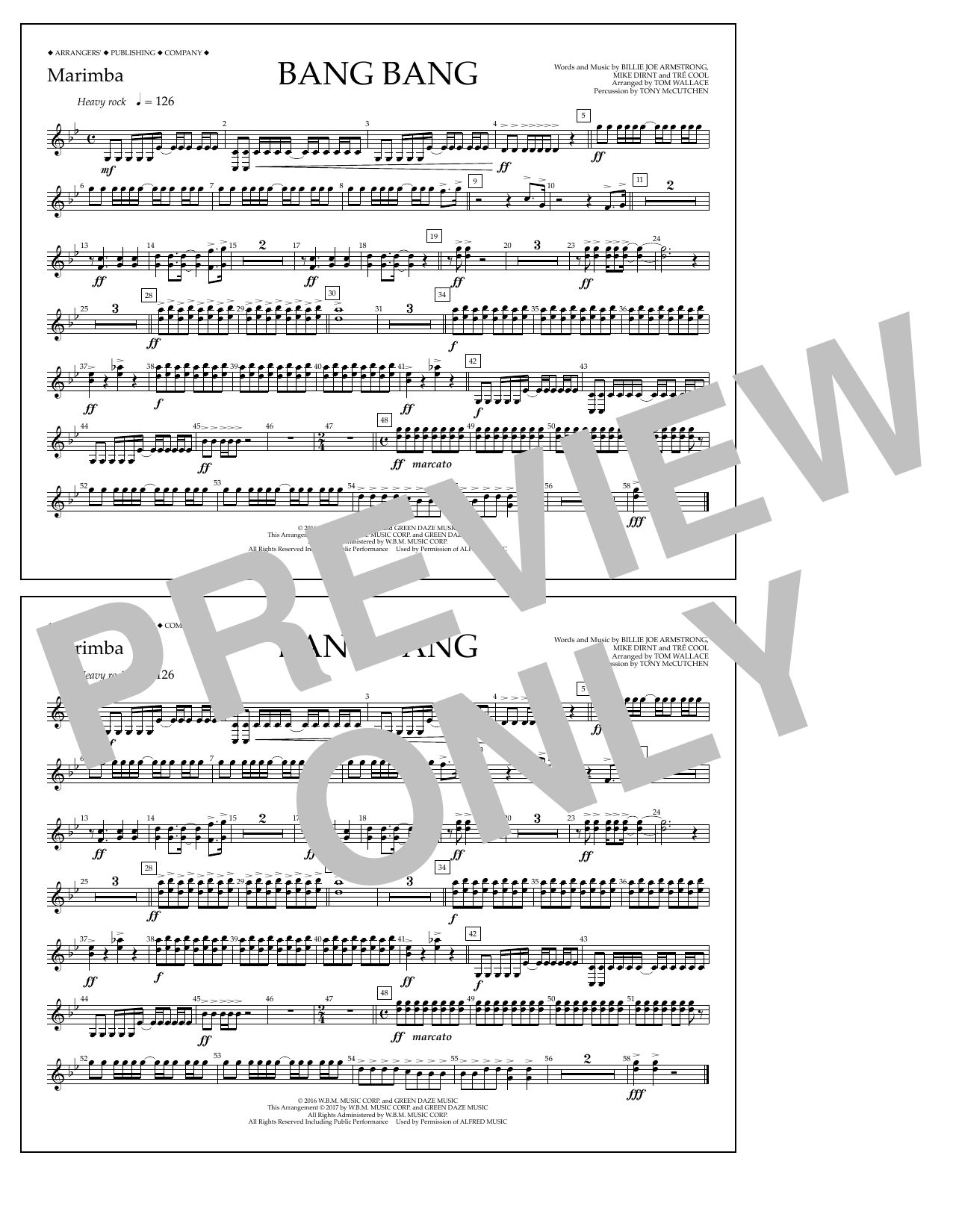 Learn to play Tom Wallace Bang Bang - Marimba sheet music for Marching Band in minutes. Price: 7.8900$ Tom Wallace Bang Bang - Marimba sheet music notes and chords arranged for Marching Band