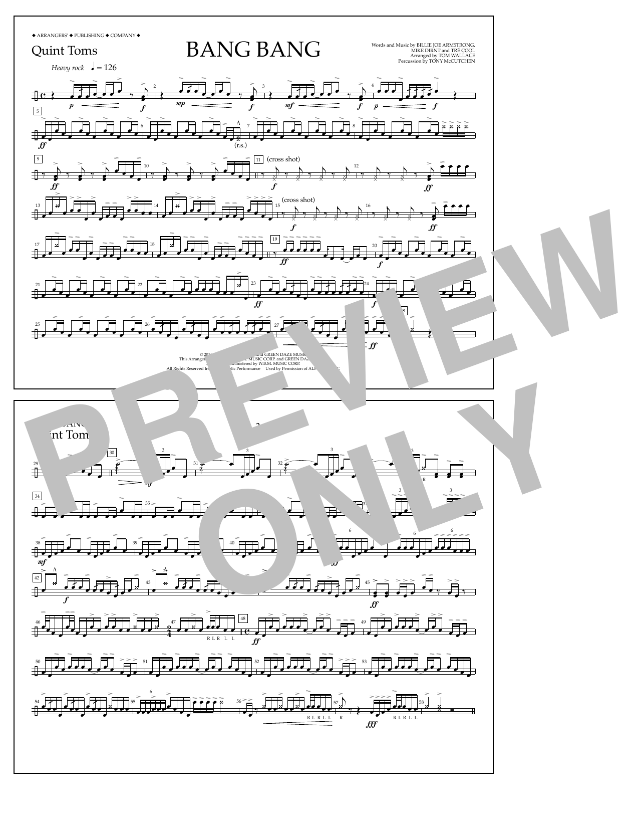 Learn to play Tom Wallace Bang Bang - Quint-Toms sheet music for Marching Band in minutes. Price: 7.8900$ Tom Wallace Bang Bang - Quint-Toms sheet music notes and chords arranged for Marching Band