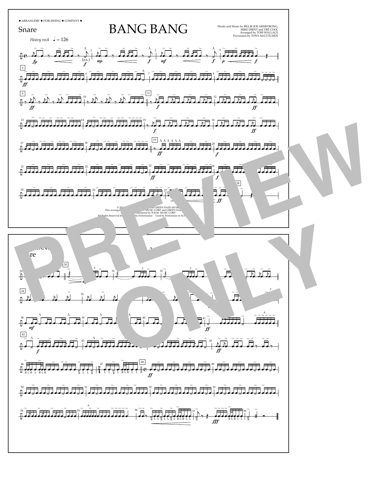 Learn to play Tom Wallace Bang Bang - Snare sheet music for Marching Band in minutes. Price: 7.8900$ Tom Wallace Bang Bang - Snare sheet music notes and chords arranged for Marching Band