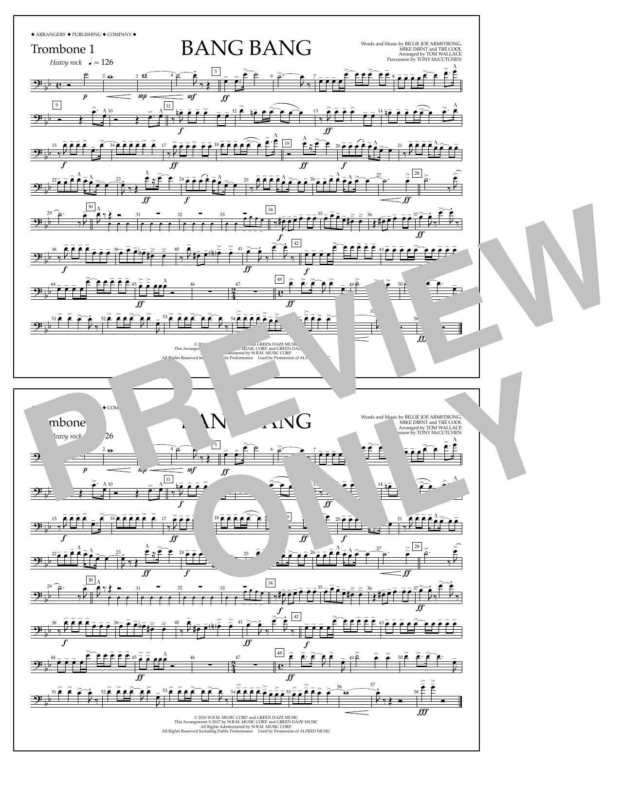 Learn to play Tom Wallace Bang Bang - Trombone 1 sheet music for Marching Band in minutes. Price: 7.8900$ Tom Wallace Bang Bang - Trombone 1 sheet music notes and chords arranged for Marching Band