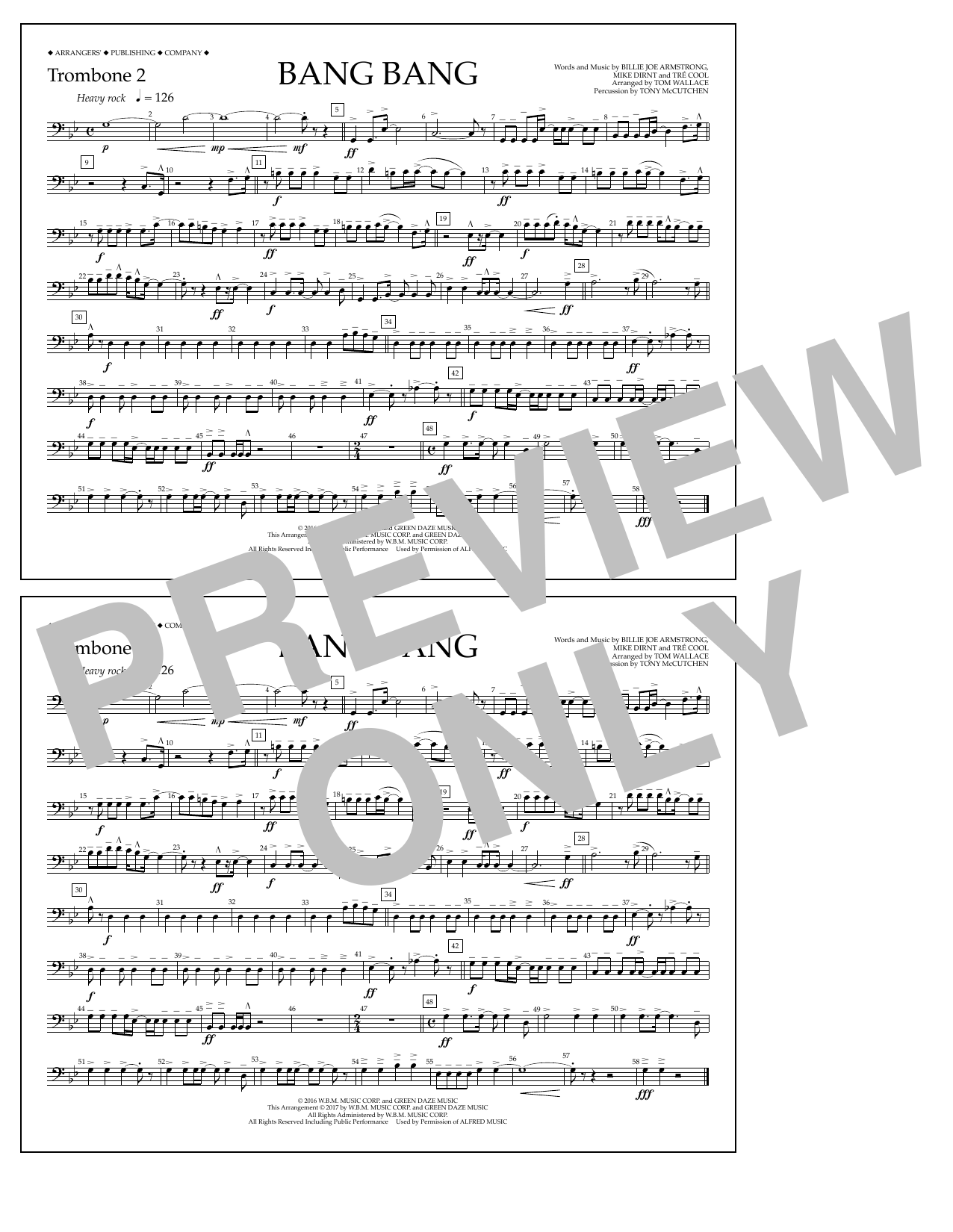 Learn to play Tom Wallace Bang Bang - Trombone 2 sheet music for Marching Band in minutes. Price: 7.8900$ Tom Wallace Bang Bang - Trombone 2 sheet music notes and chords arranged for Marching Band