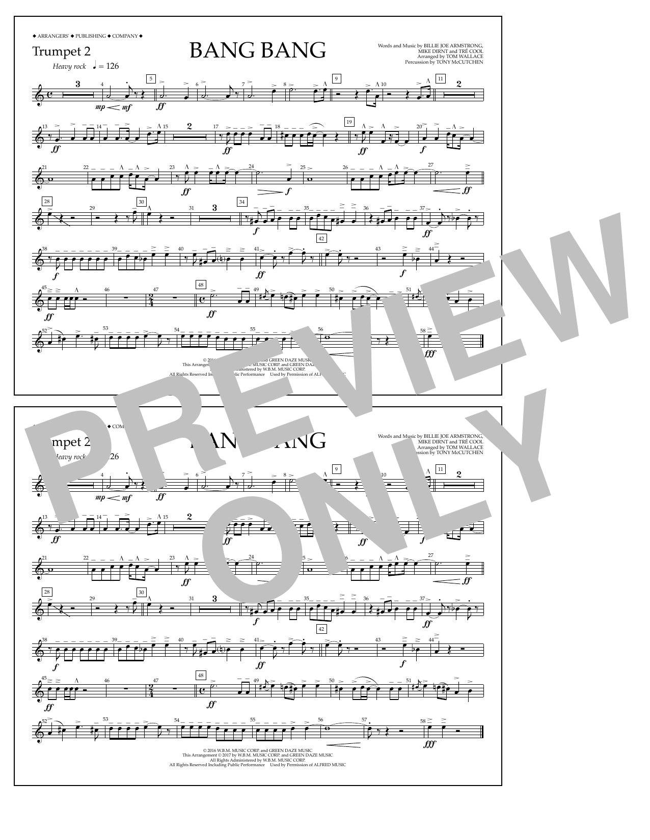 Learn to play Tom Wallace Bang Bang - Trumpet 2 sheet music for Marching Band in minutes. Price: 7.8900$ Tom Wallace Bang Bang - Trumpet 2 sheet music notes and chords arranged for Marching Band