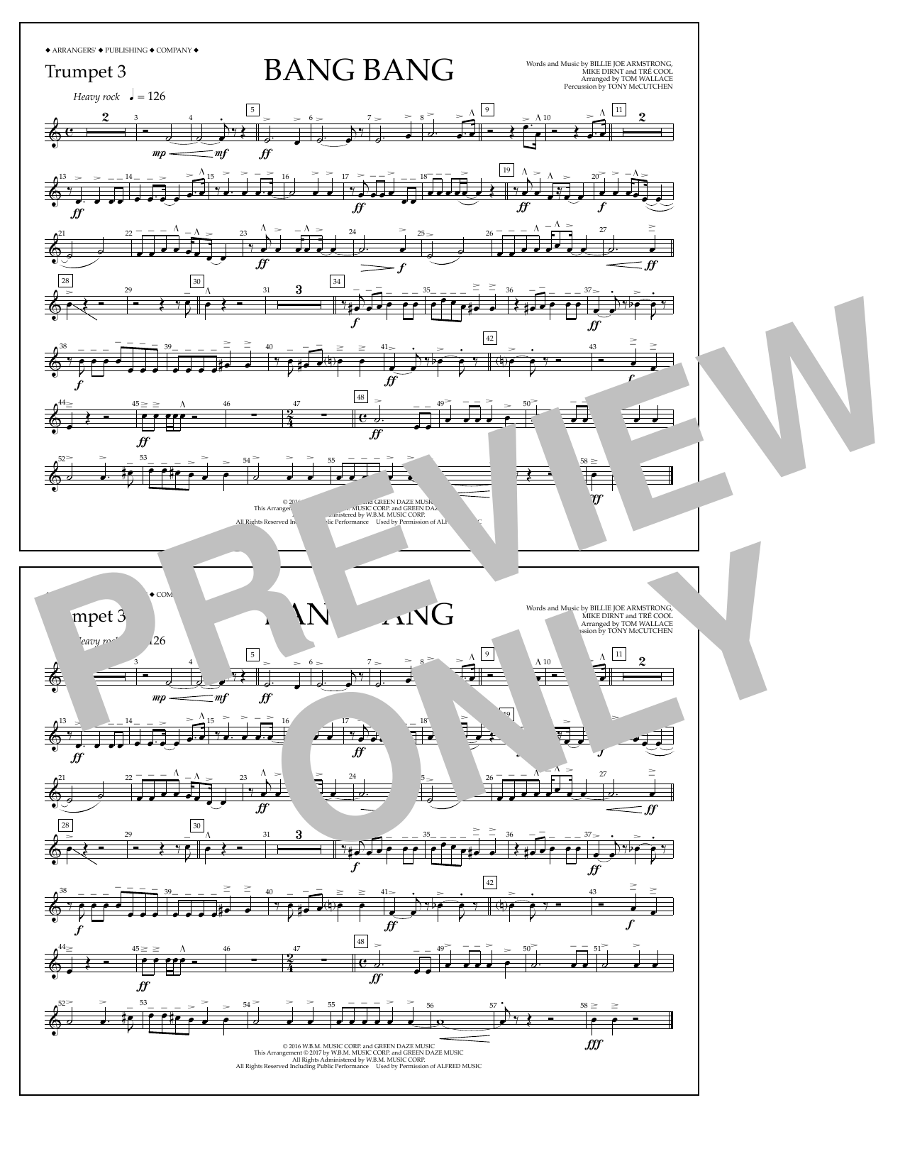 Learn to play Tom Wallace Bang Bang - Trumpet 3 sheet music for Marching Band in minutes. Price: 7.8900$ Tom Wallace Bang Bang - Trumpet 3 sheet music notes and chords arranged for Marching Band