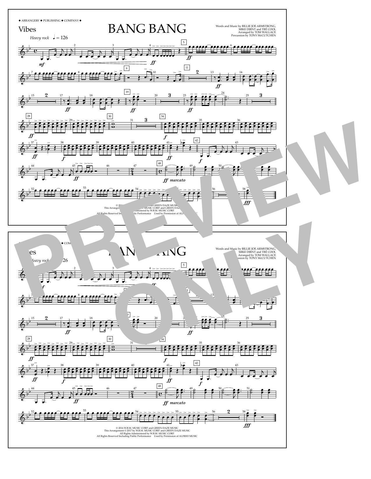 Learn to play Tom Wallace Bang Bang - Vibes sheet music for Marching Band in minutes. Price: 7.8900$ Tom Wallace Bang Bang - Vibes sheet music notes and chords arranged for Marching Band