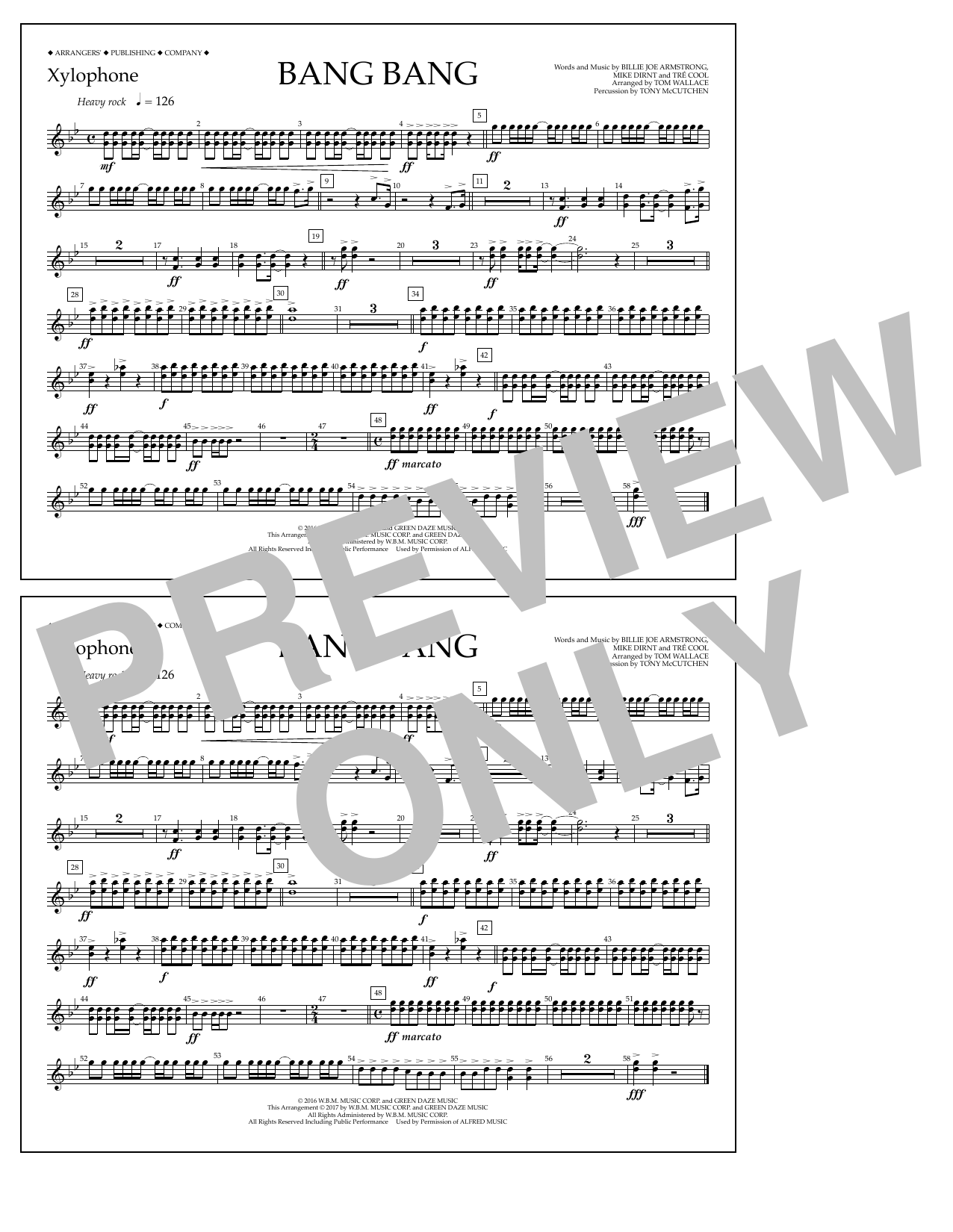 Learn to play Tom Wallace Bang Bang - Xylophone sheet music for Marching Band in minutes. Price: 7.8900$ Tom Wallace Bang Bang - Xylophone sheet music notes and chords arranged for Marching Band