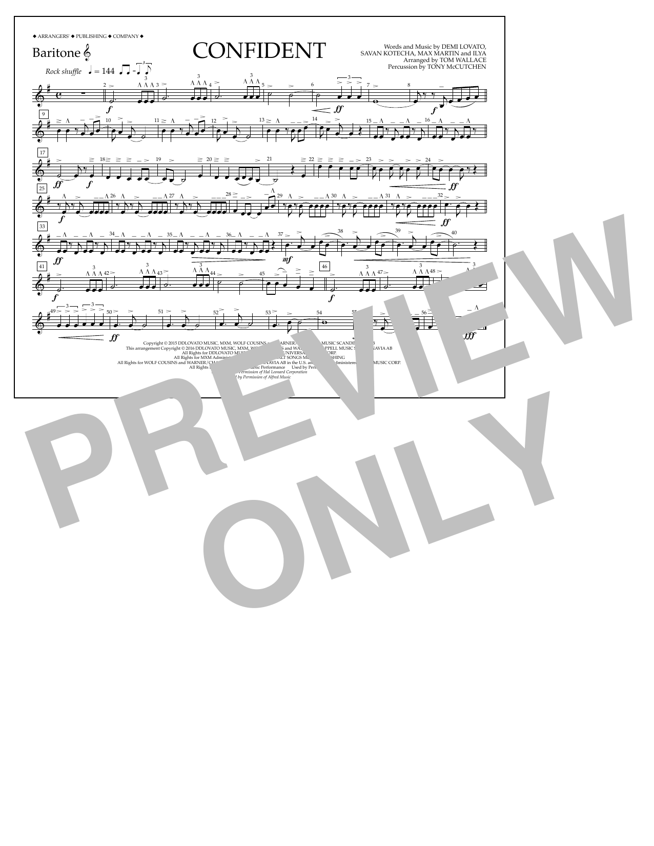 Learn to play Tom Wallace Confident - Baritone T.C. sheet music for Marching Band in minutes. Price: 7.8900$ Tom Wallace Confident - Baritone T.C. sheet music notes and chords arranged for Marching Band