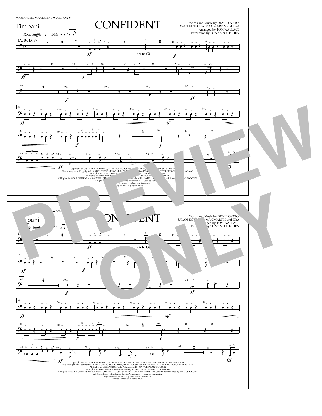 Tom Wallace Confident - Timpani sheet music notes and chords. Download Printable PDF.