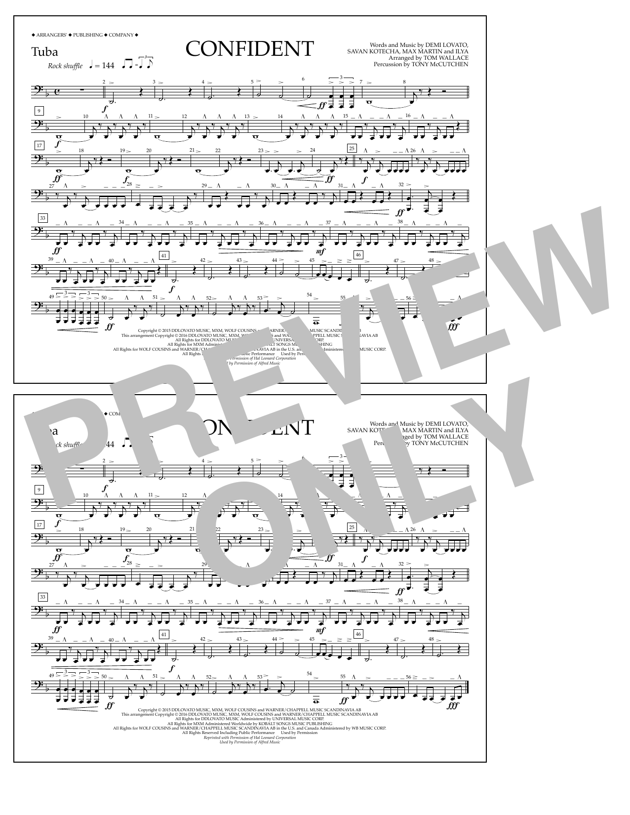 Tom Wallace Confident - Tuba sheet music notes and chords. Download Printable PDF.