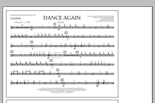 Learn to play Tom Wallace Dance Again - Cymbals sheet music for Marching Band in minutes. Price: 7.8900$ Tom Wallace Dance Again - Cymbals sheet music notes and chords arranged for Marching Band