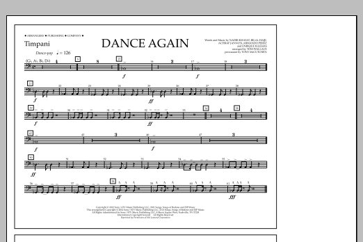Learn to play Tom Wallace Dance Again - Timpani sheet music for Marching Band in minutes. Price: 7.8900$ Tom Wallace Dance Again - Timpani sheet music notes and chords arranged for Marching Band