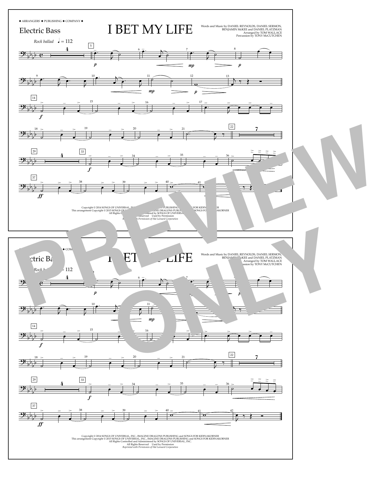 Learn to play Tom Wallace I Bet My Life - Electric Bass sheet music for Marching Band in minutes. Price: 7.8900$ Tom Wallace I Bet My Life - Electric Bass sheet music notes and chords arranged for Marching Band