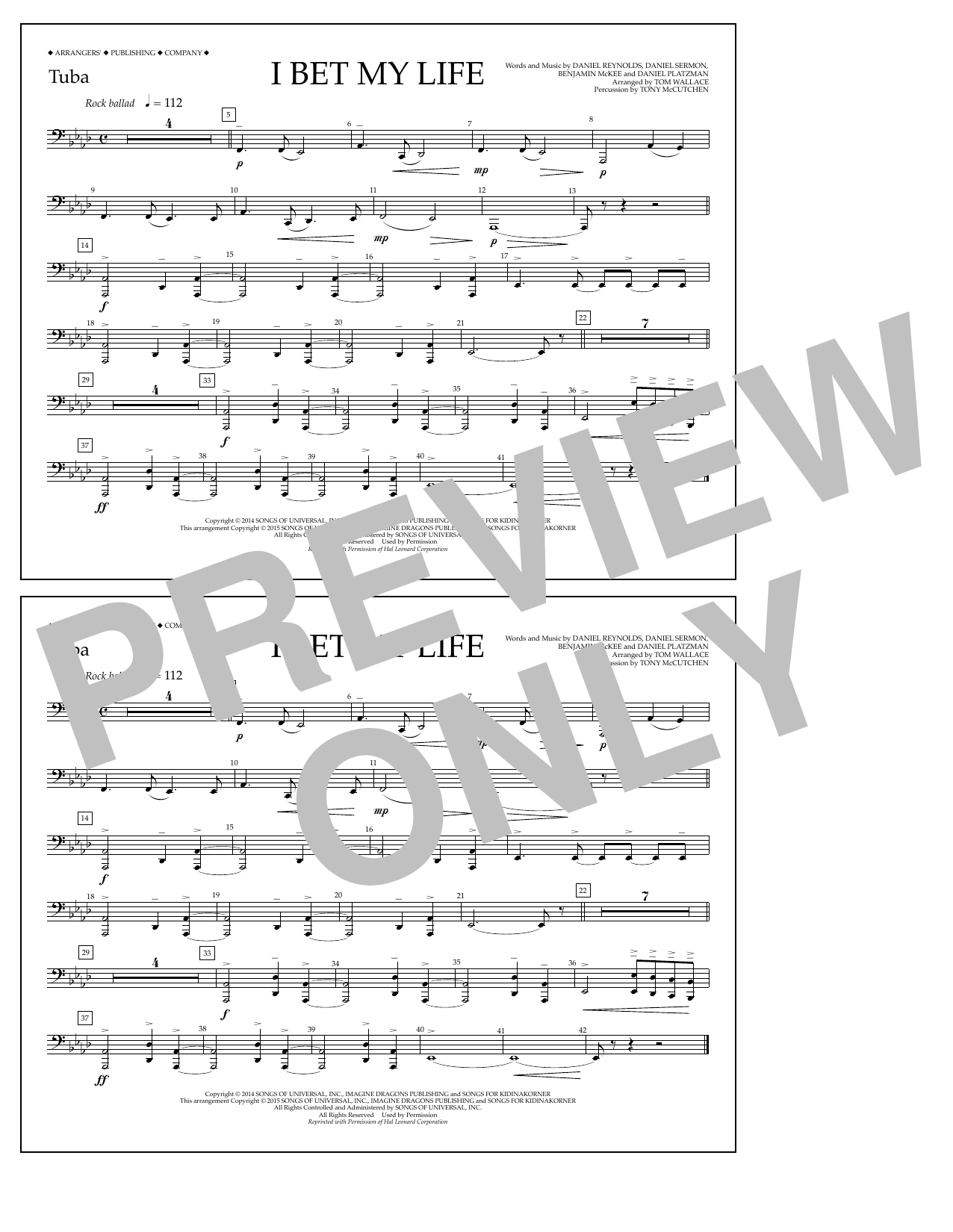 Learn to play Tom Wallace I Bet My Life - Tuba sheet music for Marching Band in minutes. Price: 7.8900$ Tom Wallace I Bet My Life - Tuba sheet music notes and chords arranged for Marching Band