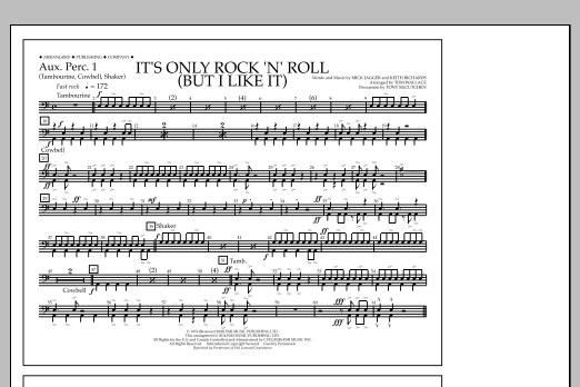 Learn to play Tom Wallace It's Only Rock 'n' Roll (But I Like It) - Aux. Perc. 1 sheet music for Marching Band in minutes. Price: 7.8900$ Tom Wallace It's Only Rock 'n' Roll (But I Like It) - Aux. Perc. 1 sheet music notes and chords arranged for Marching Band