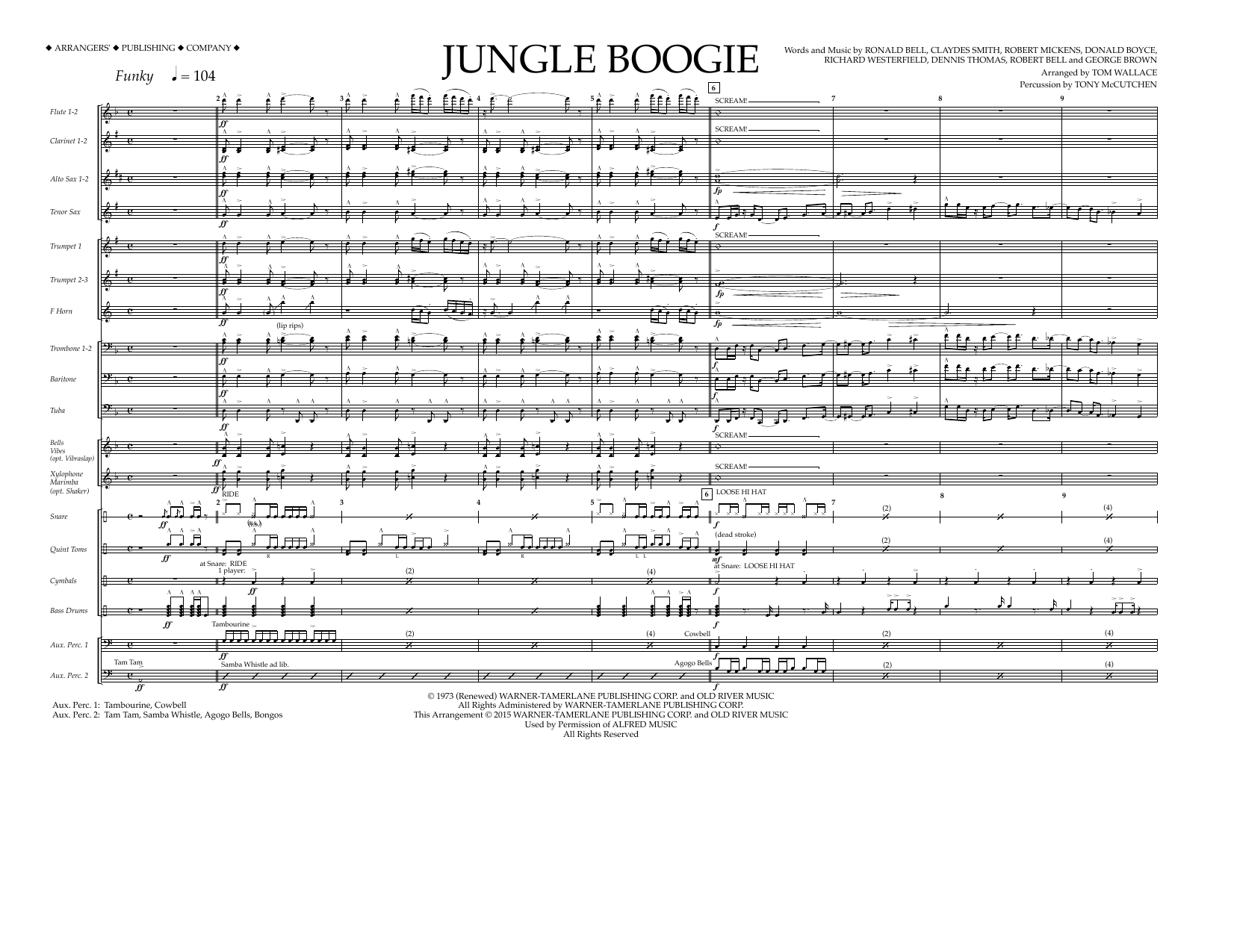 Learn to play Tom Wallace Jungle Boogie - Full Score sheet music for Marching Band in minutes. Price: 11.9700$ Tom Wallace Jungle Boogie - Full Score sheet music notes and chords arranged for Marching Band