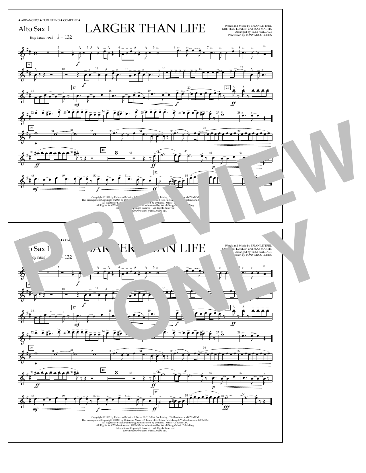 Learn to play Tom Wallace Larger Than Life - Alto Sax 1 sheet music for Marching Band in minutes. Price: 7.8900$ Tom Wallace Larger Than Life - Alto Sax 1 sheet music notes and chords arranged for Marching Band