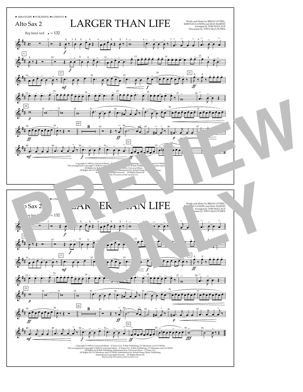 Learn to play Tom Wallace Larger Than Life - Alto Sax 2 sheet music for Marching Band in minutes. Price: 7.8900$ Tom Wallace Larger Than Life - Alto Sax 2 sheet music notes and chords arranged for Marching Band