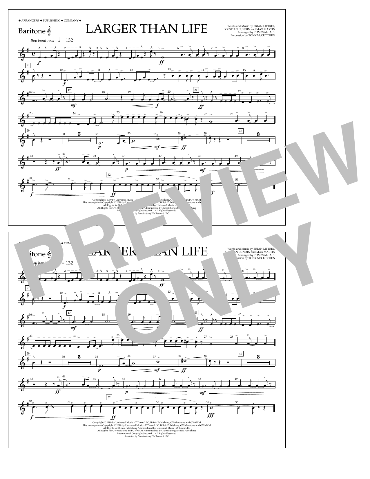 Learn to play Tom Wallace Larger Than Life - Baritone T.C. sheet music for Marching Band in minutes. Price: 7.8900$ Tom Wallace Larger Than Life - Baritone T.C. sheet music notes and chords arranged for Marching Band