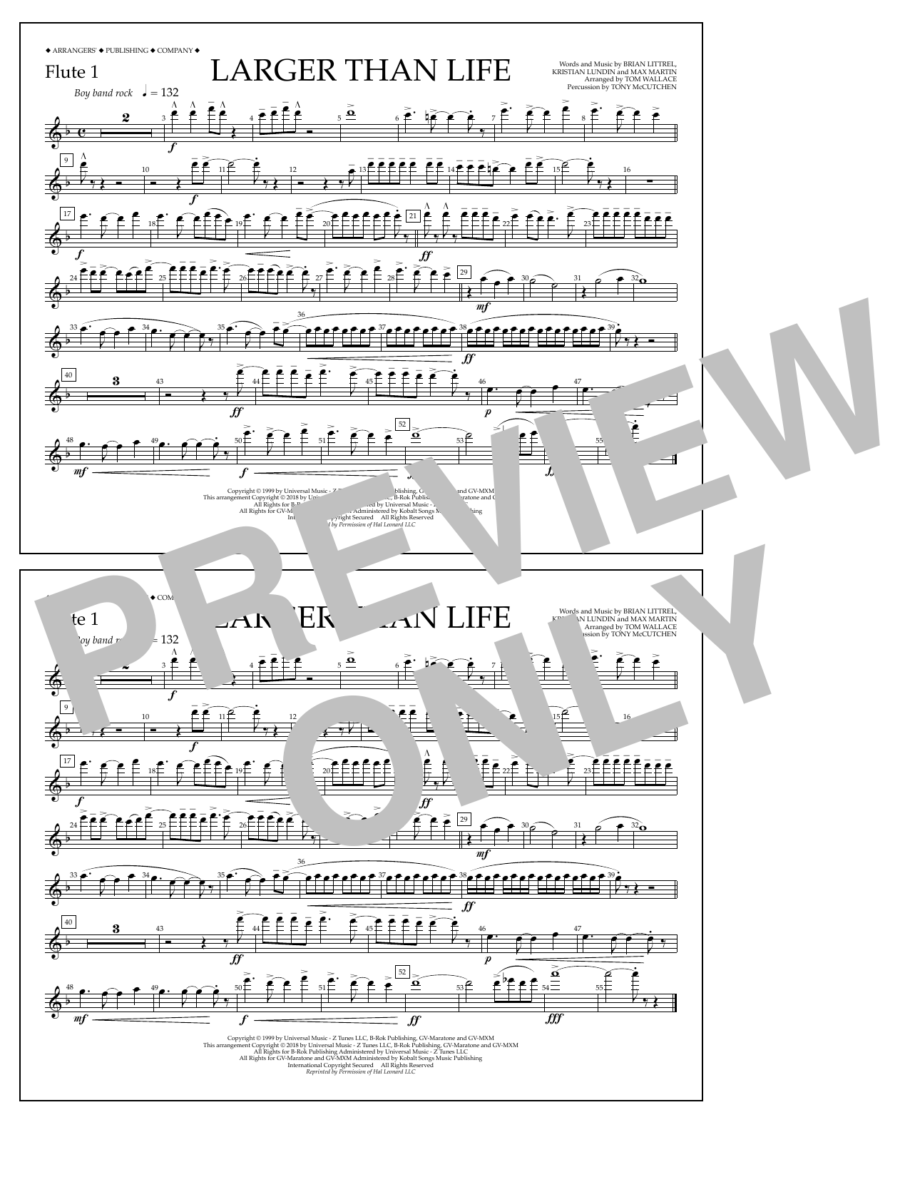 Learn to play Tom Wallace Larger Than Life - Flute 1 sheet music for Marching Band in minutes. Price: 7.8900$ Tom Wallace Larger Than Life - Flute 1 sheet music notes and chords arranged for Marching Band