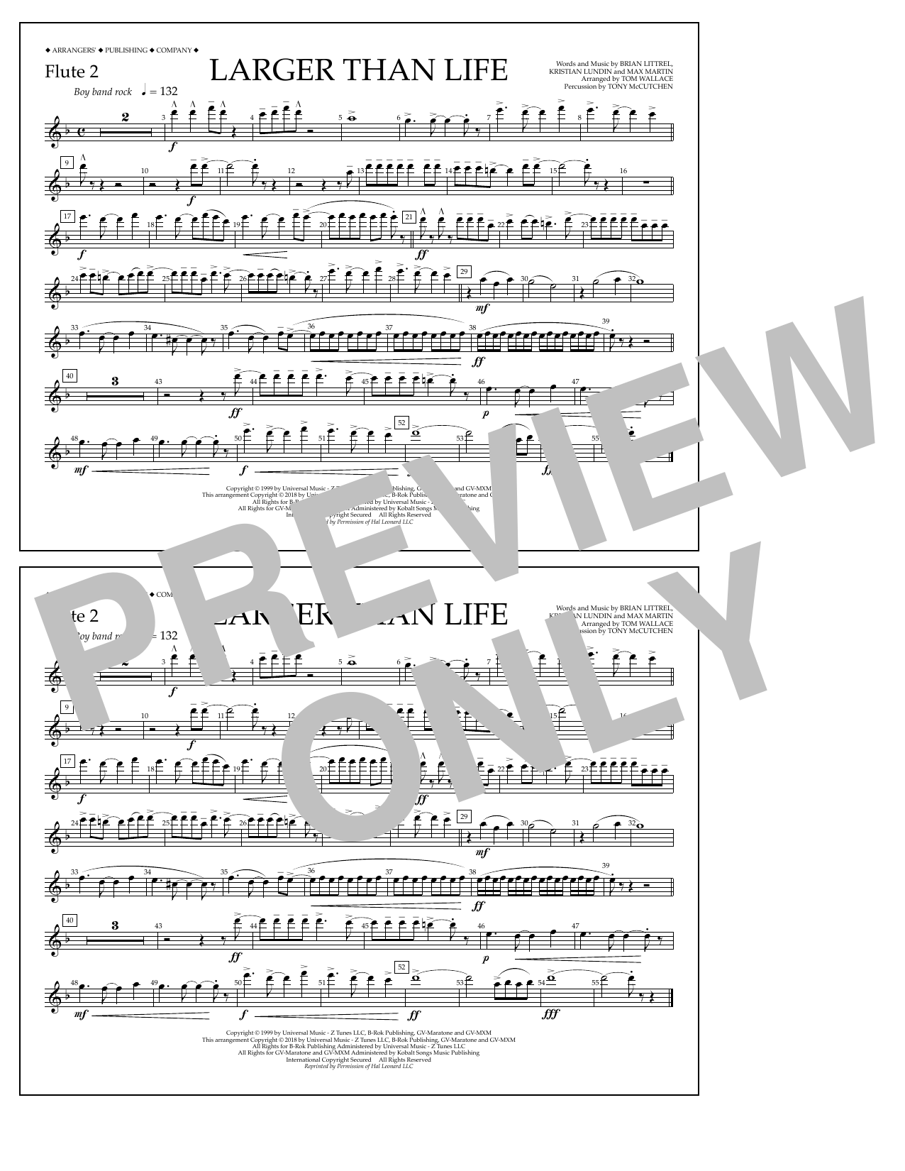 Learn to play Tom Wallace Larger Than Life - Flute 2 sheet music for Marching Band in minutes. Price: 7.8900$ Tom Wallace Larger Than Life - Flute 2 sheet music notes and chords arranged for Marching Band