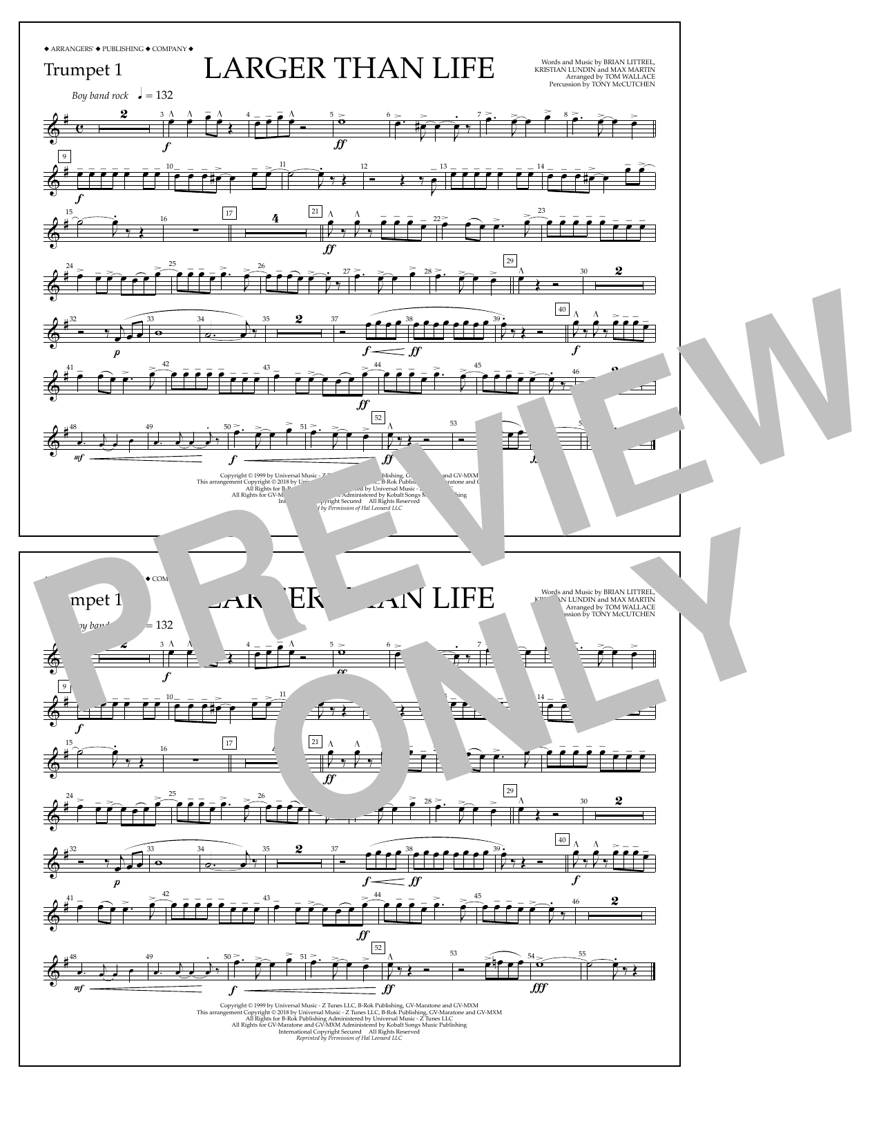 Learn to play Tom Wallace Larger Than Life - Trumpet 1 sheet music for Marching Band in minutes. Price: 7.8900$ Tom Wallace Larger Than Life - Trumpet 1 sheet music notes and chords arranged for Marching Band